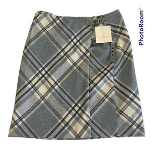 Liz Caiborne Womens Skirt 12 Nordic Blues Wool Blend Buckles Academia Wrap NWT